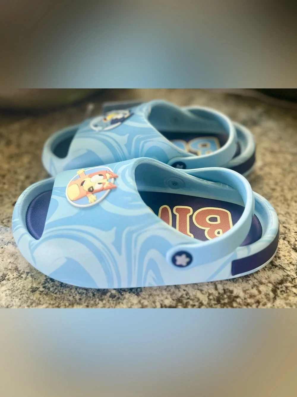 Bluey Bingo Kids Light Blue Cartoon Character Slip-On Sandals